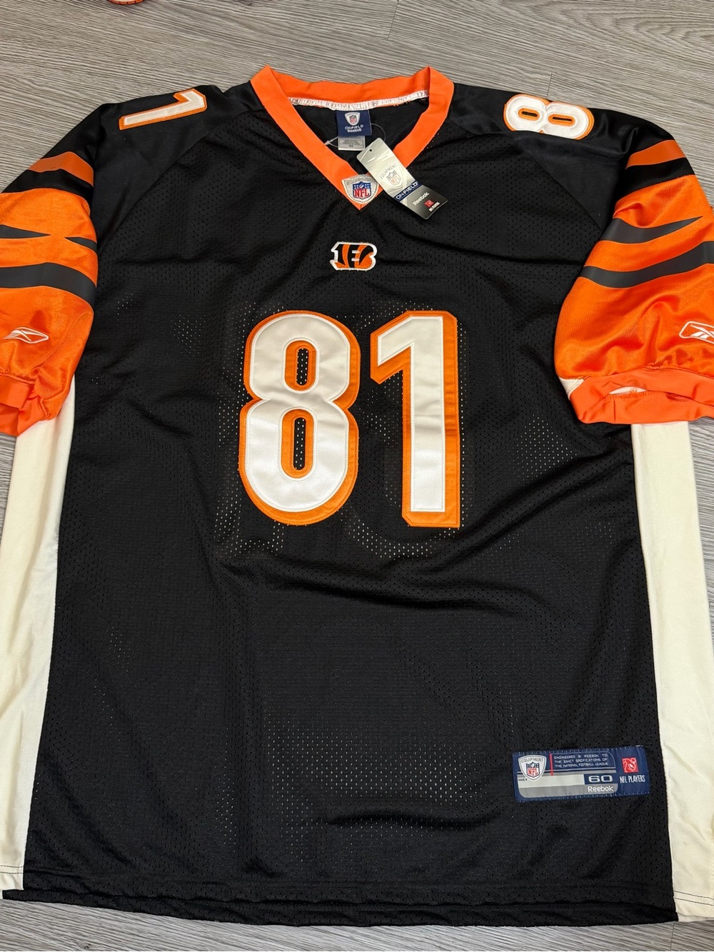 Reebok NFL Authentic Jersey Cincinnati Bengals Terrell Owens #81 Black Sz 60